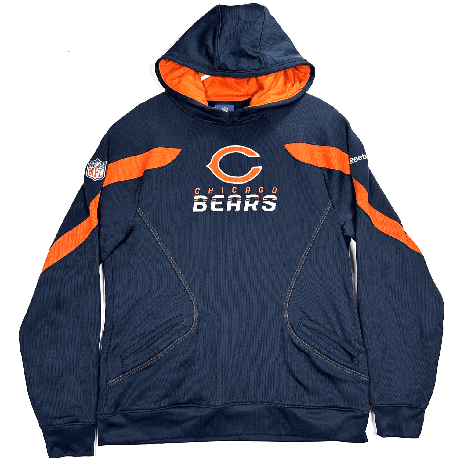 Chicago Bears Sweatshirt Hoodie Mens Medium Navy NFL Football Pullover Reebok - Image 1
