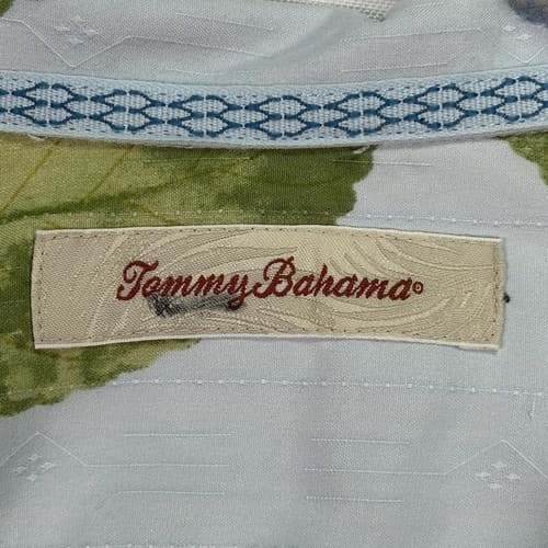 Tommy Bahama 100% Silk Hawaiian Shirt Mens XL Blue Floral Leaves Aloha Beach EUC - Thumbnail 5