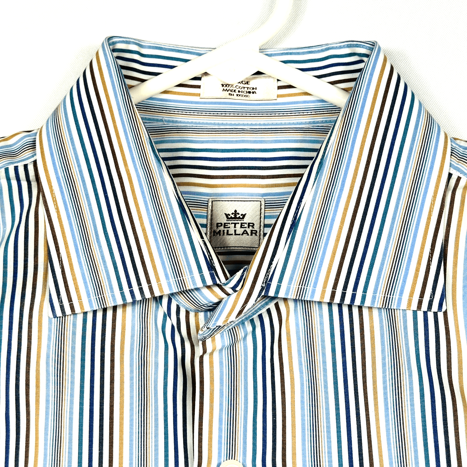 Peter Millar Dress Shirt Mens Large Multicolor Striped Long Sleeve Button Front - Thumbnail 2