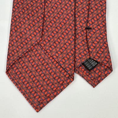 Castangia 100% Silk Tie Men Red Blue Horsebit Geometric Limited Edition Designer - Thumbnail 5