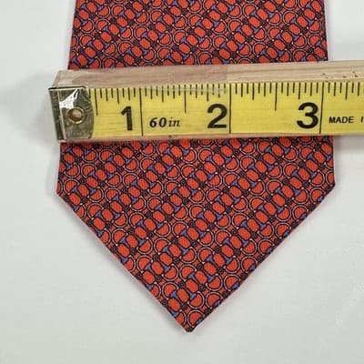 Castangia 100% Silk Tie Men Red Blue Horsebit Geometric Limited Edition Designer - Thumbnail 6