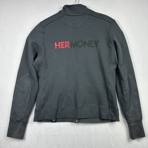 American Giant Moto Jacket Womens Large Full Zip Sweatshirt Gray Fleece Lined - Thumbnail 2