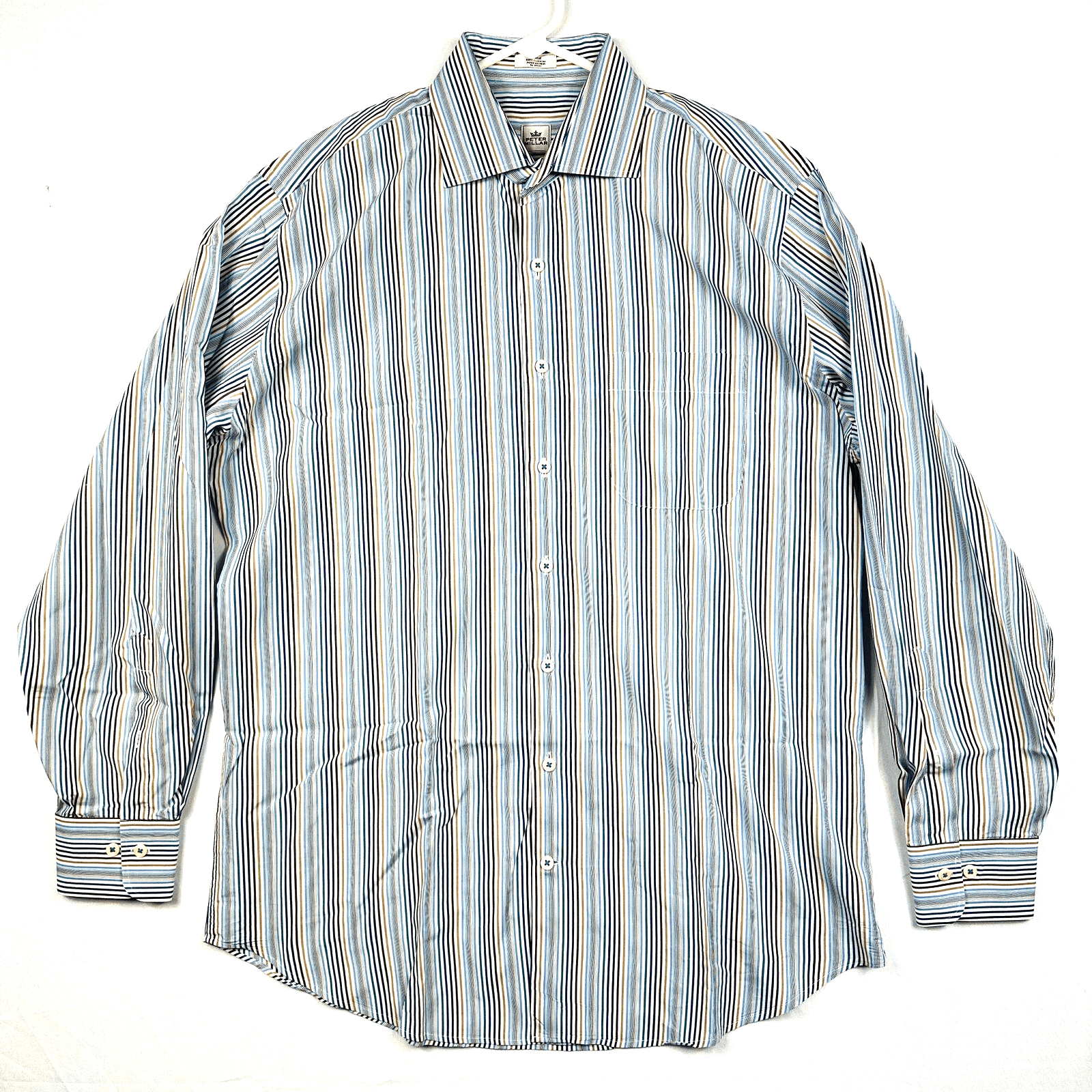 Peter Millar Dress Shirt Mens Large Multicolor Striped Long Sleeve Button Front - Image 1