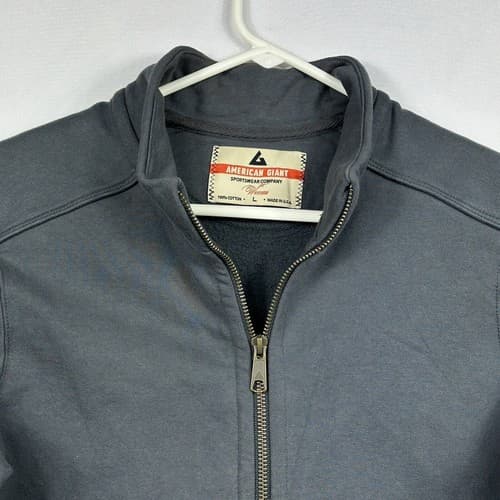 American Giant Moto Jacket Womens Large Full Zip Sweatshirt Gray Fleece Lined - Thumbnail 4