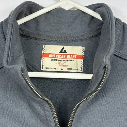 American Giant Moto Jacket Womens Large Full Zip Sweatshirt Gray Fleece Lined - Thumbnail 5