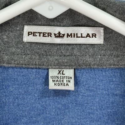 Peter Millar 1/4 Zip Mens XL Pullover Crown Comfort Sweater Blue Eagle Crest - Thumbnail 6