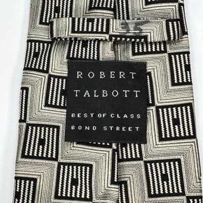 Robert Talbott Tie Mens Silver Geometric Squares Necktie Best Of Class Bond St - Thumbnail 4