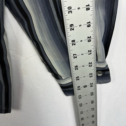 Vintage Monzini Long Sleeve Shirt Mens XL Blue Gray Striped Button Up 80s USA - Thumbnail 8