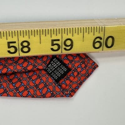 Castangia 100% Silk Tie Men Red Blue Horsebit Geometric Limited Edition Designer - Thumbnail 7
