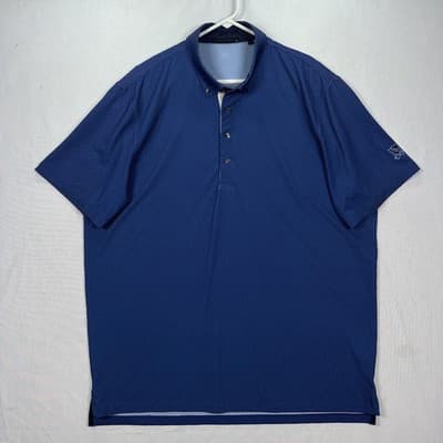 Greyson Golf Polo Shirt Mens XL Navy Zig Zag Geometric Stretch Performance EUC - Thumbnail 2