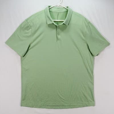 Lululemon Polo Shirt Mens Large Light Green Short Sleeve Performance Golf EUC - Thumbnail 2
