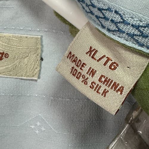 Tommy Bahama 100% Silk Hawaiian Shirt Mens XL Blue Floral Leaves Aloha Beach EUC - Thumbnail 6