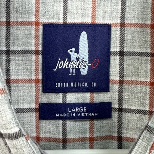 Johnnie O Shirt Mens Large Gray Check Plaid Long Sleeve Lightweight Bamboo - Thumbnail 6