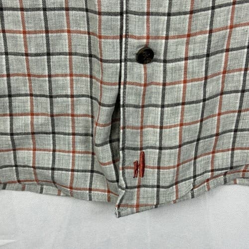Johnnie O Shirt Mens Large Gray Check Plaid Long Sleeve Lightweight Bamboo - Thumbnail 4