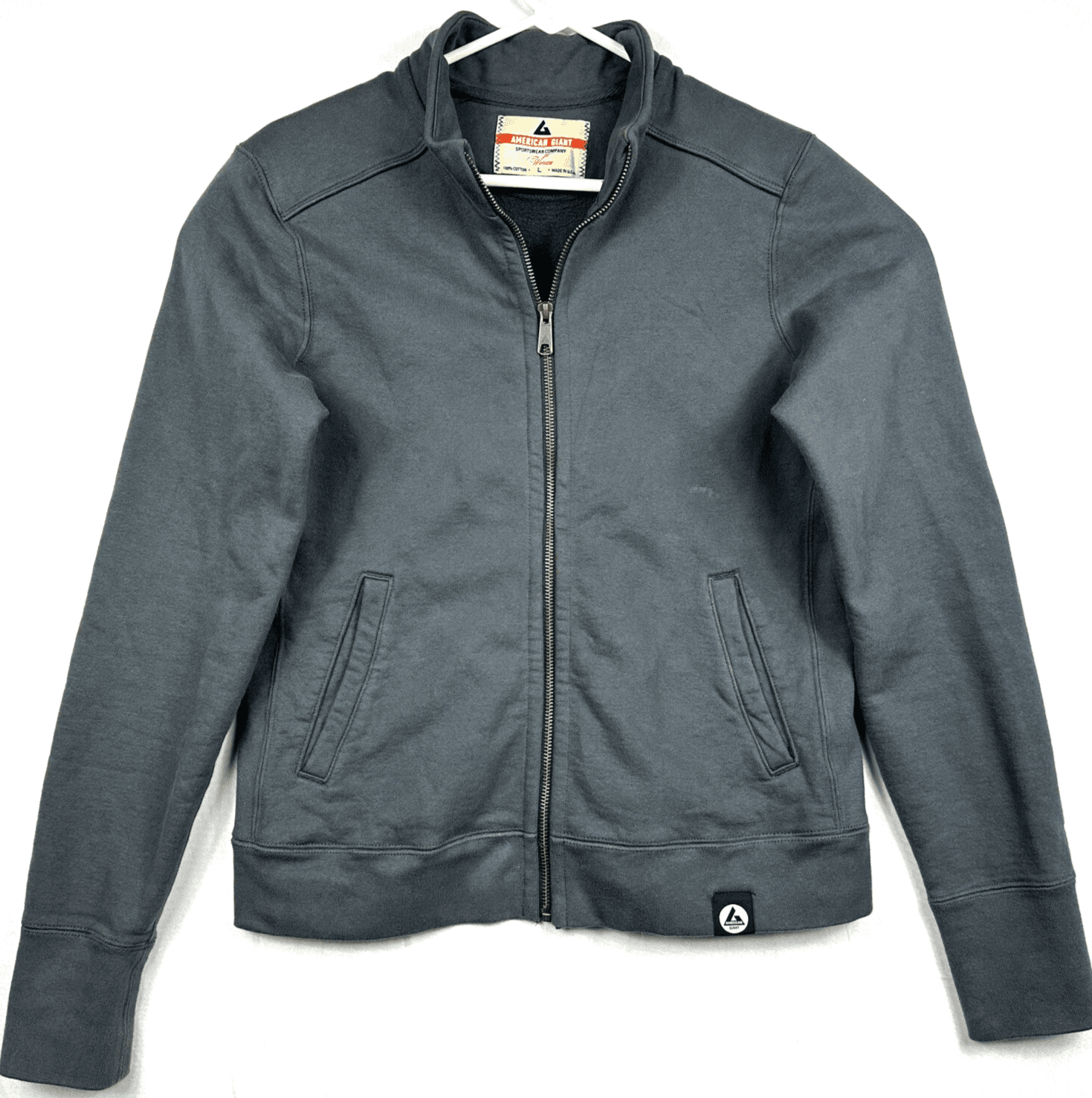 American Giant Moto Jacket Womens Large Full Zip Sweatshirt Gray Fleece Lined - Image 1