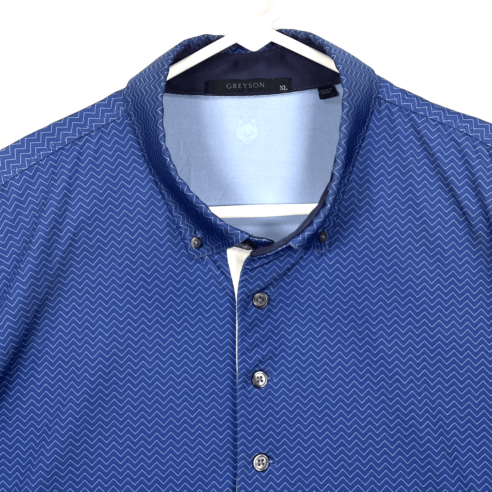 Greyson Golf Polo Shirt Mens XL Navy Zig Zag Geometric Stretch Performance EUC - Image 1