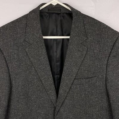 Andrew Fezza Baxter Gray Salt and Pepper Blazer Sport Coat Mens 42R Stretch - Thumbnail 5