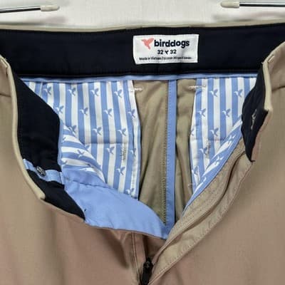 Birddogs Golf Pants Mens 32 x 30 Khaki Stretch Performance Chino Pockets tag:32" - Thumbnail 5