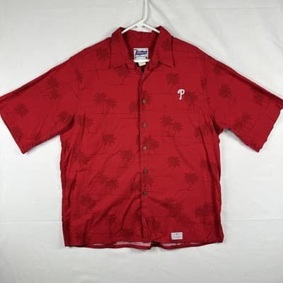 Philadelphia Phillies Hawaiian Aloha Shirt Mens XL Red MLB Baseball Reyn Spooner - Thumbnail 2