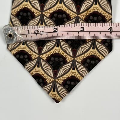 JZ Richards Mens Silk Tie Gold Black Geometric Pattern Nordstrom 4" x 57" USA - Thumbnail 7