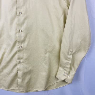 Gianni Viera Mens Dress Shirt 17.5 44 Yellow Twill Cotton Long Sleeve Made Italy - Thumbnail 5
