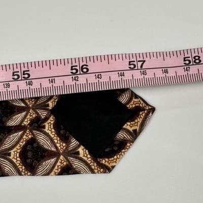 JZ Richards Mens Silk Tie Gold Black Geometric Pattern Nordstrom 4" x 57" USA - Thumbnail 8