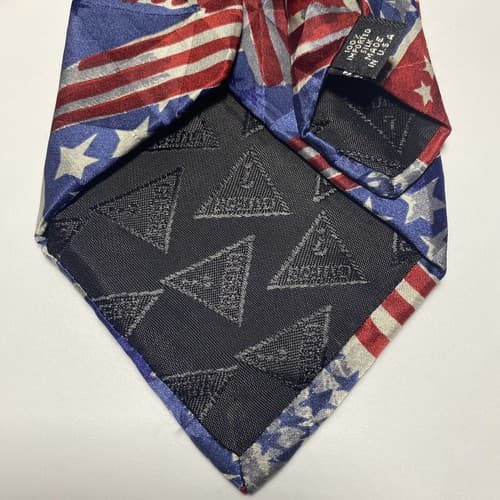 Vintage Guess by Georges Marciano Silk Necktie Red White Blue Flag Tie July 4th - Thumbnail 4