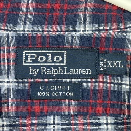 Vintage Polo Ralph Lauren GI Shirt Mens 2XL Red Blue Plaid Checks Long Sleeve - Thumbnail 7