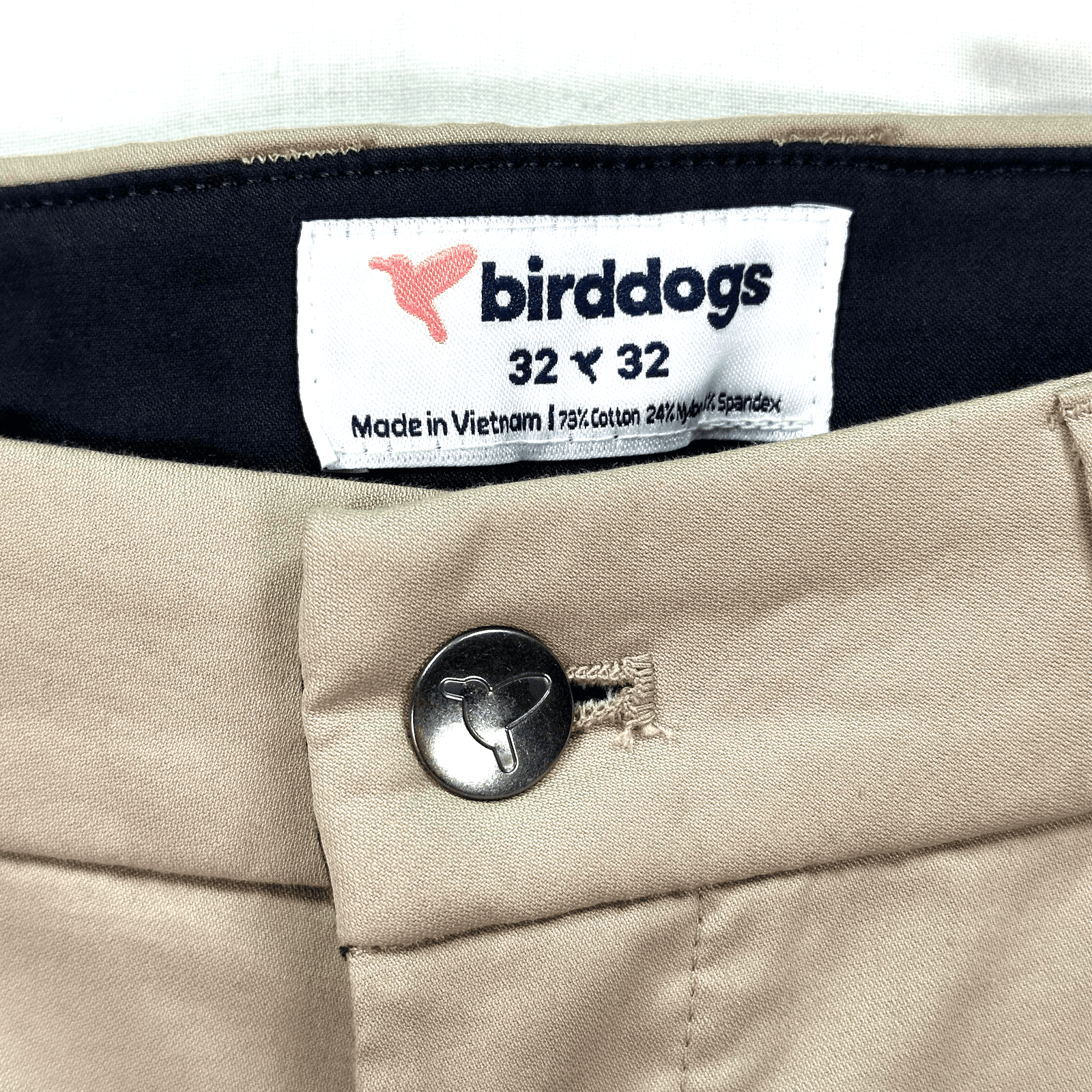 Birddogs Golf Pants Mens 32 x 30 Khaki Stretch Performance Chino Pockets tag:32" - Image 1