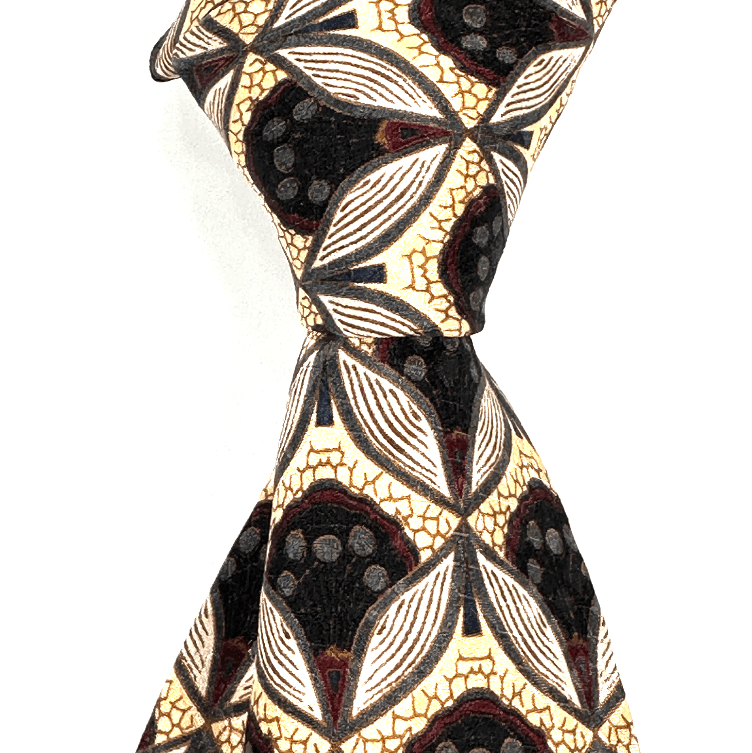 JZ Richards Mens Silk Tie Gold Black Geometric Pattern Nordstrom 4" x 57" USA - Image 1