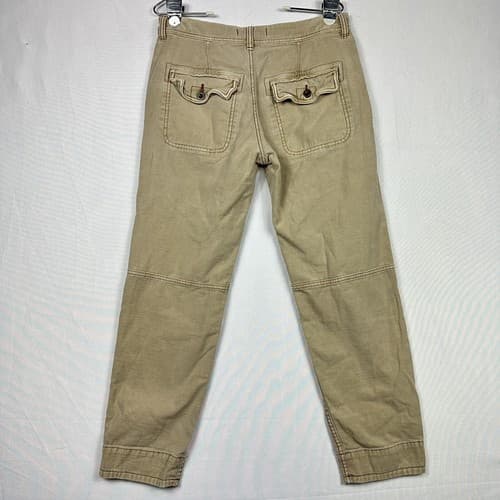 Free People Womens 26 Utility Boyfriend Pants Mid Rise Pleats Tapered Tan Denim - Thumbnail 2