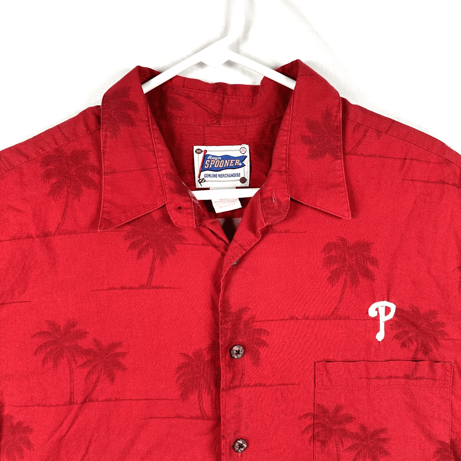 Philadelphia Phillies Hawaiian Aloha Shirt Mens XL Red MLB Baseball Reyn Spooner - Image 1