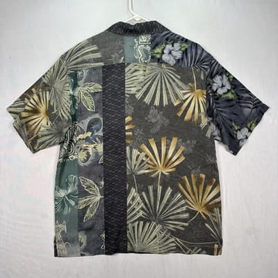Tommy Bahama Silk Hawaiian Shirt Mens Small Multicolor Floral Patchwork Tropical - Thumbnail 2