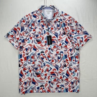 NEW Good Good Proud & True Polo Shirt Mens XL Multicolor Golf Graphic Stretch - Thumbnail 2
