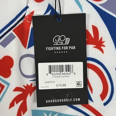 NEW Good Good Proud & True Polo Shirt Mens XL Multicolor Golf Graphic Stretch - Thumbnail 5