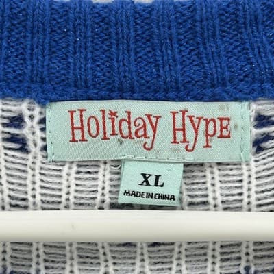 Ugly XMAS Sweater Mens XL Blue Yeti Christmas Holiday Hype Pullover Fair Isle - Thumbnail 6