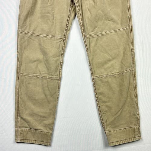 Free People Womens 26 Utility Boyfriend Pants Mid Rise Pleats Tapered Tan Denim - Thumbnail 3