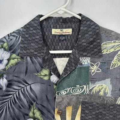 Tommy Bahama Silk Hawaiian Shirt Mens Small Multicolor Floral Patchwork Tropical - Thumbnail 4