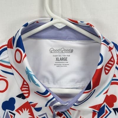 NEW Good Good Proud & True Polo Shirt Mens XL Multicolor Golf Graphic Stretch - Thumbnail 7