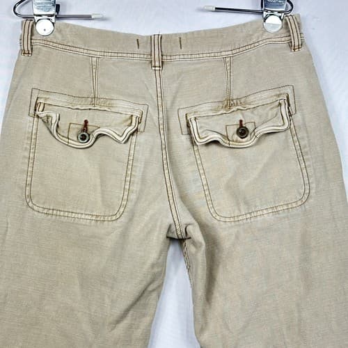 Free People Womens 26 Utility Boyfriend Pants Mid Rise Pleats Tapered Tan Denim - Thumbnail 10