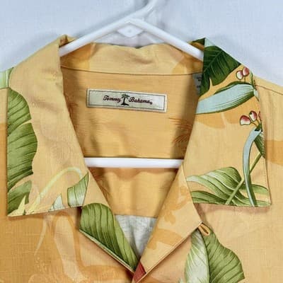 Tommy Bahama 100% Silk Hawaiian Shirt Mens Large Orange Tropical Button Up Camp - Thumbnail 4
