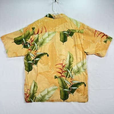 Tommy Bahama 100% Silk Hawaiian Shirt Mens Large Orange Tropical Button Up Camp - Thumbnail 2
