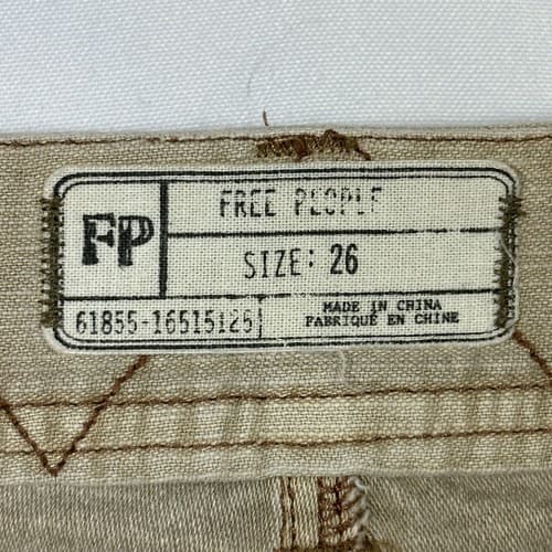 Free People Womens 26 Utility Boyfriend Pants Mid Rise Pleats Tapered Tan Denim - Thumbnail 8