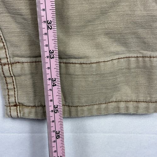 Free People Womens 26 Utility Boyfriend Pants Mid Rise Pleats Tapered Tan Denim - Thumbnail 13