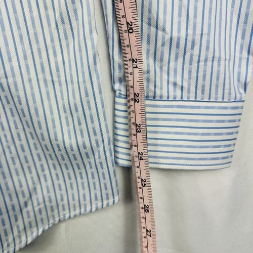 Duchamp Dress Shirt Mens 16 - 41 Large Blue Striped Long Sleeve Tailored Fit - Thumbnail 10