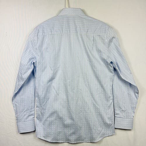 Duchamp Dress Shirt Mens 16 - 41 Large Blue Striped Long Sleeve Tailored Fit - Thumbnail 4