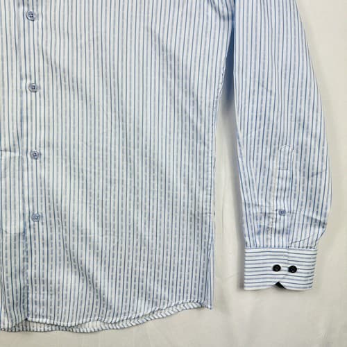 Duchamp Dress Shirt Mens 16 - 41 Large Blue Striped Long Sleeve Tailored Fit - Thumbnail 5