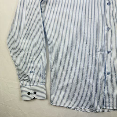 Duchamp Dress Shirt Mens 16 - 41 Large Blue Striped Long Sleeve Tailored Fit - Thumbnail 6