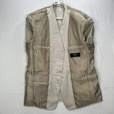 Alfani 100% Linen Blazer Mens 46 R Tan Sport Coat 3-Buttons Suit Jacket - Thumbnail 7