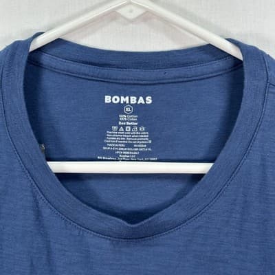Bombas T-Shirt Mens XL Blue Long Sleeve Crewneck 100% Cotton Solid Tee - Thumbnail 4